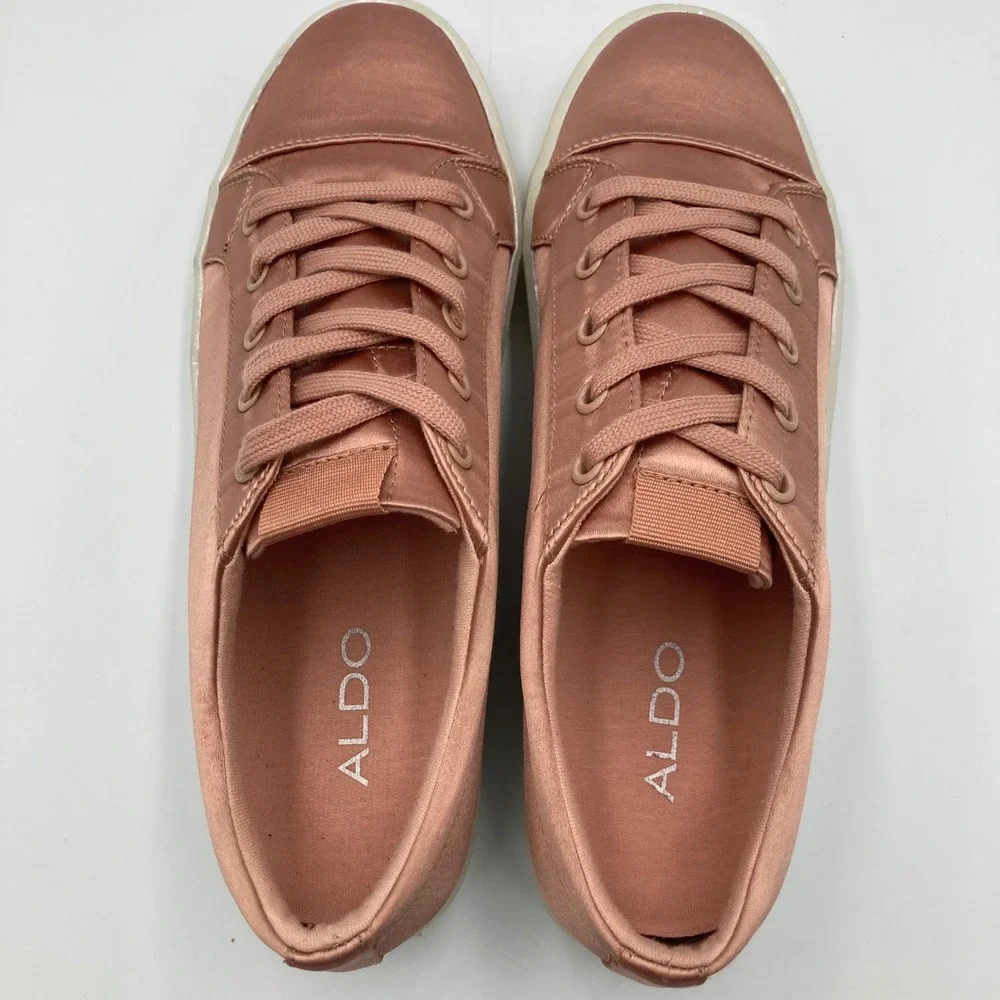 ALDO Rinna Satin Pink Lace Up Low Top‎ Sneakers Women's Shoes Size 9